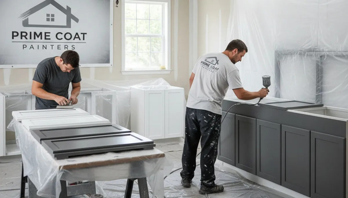 Professional kitchen cabinet painting in Olathe, KS with durable refinishing for modern homes