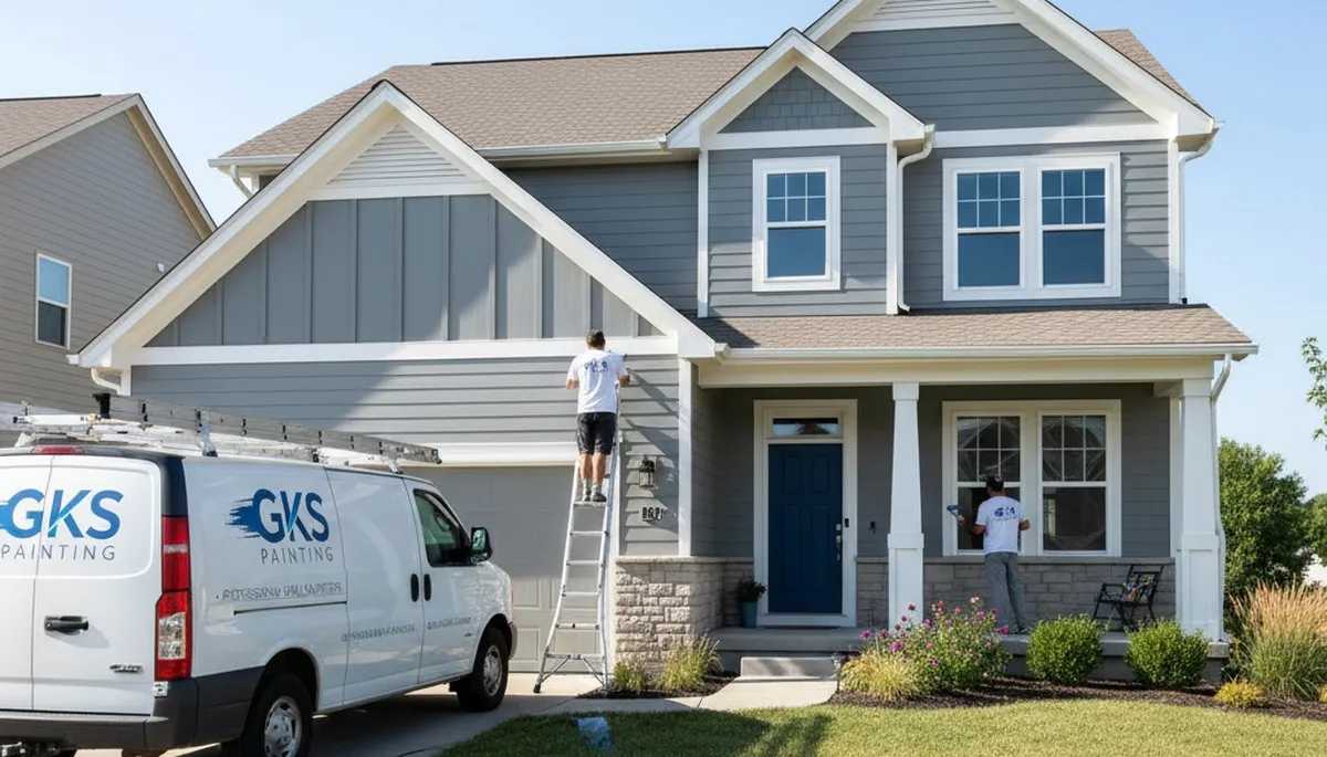 Professional house painters working on exterior home repainting in Olathe, KS