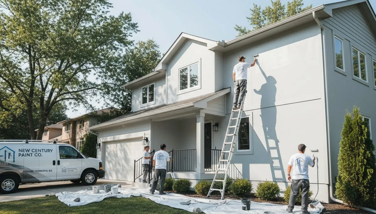 Professional house painters working on exterior home painting in Olathe, KS