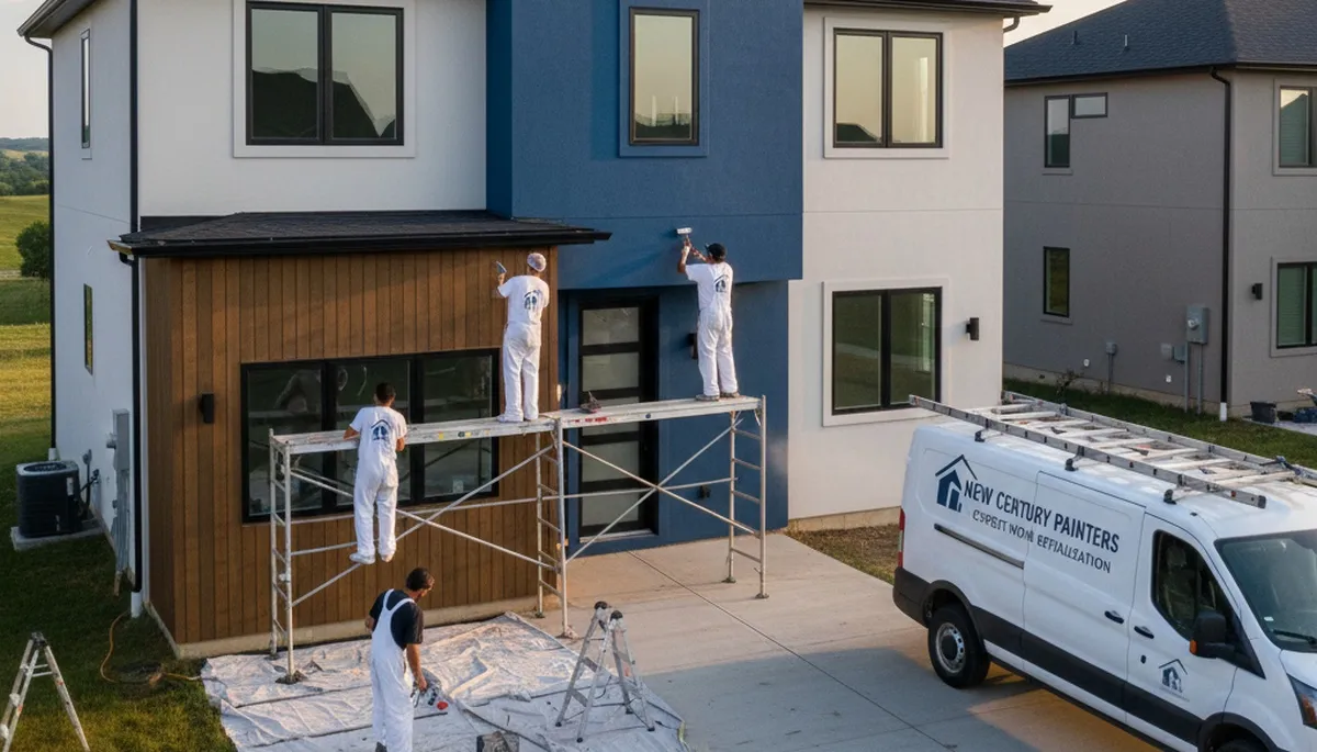 Professional house painters working on exterior home painting in Olathe KS